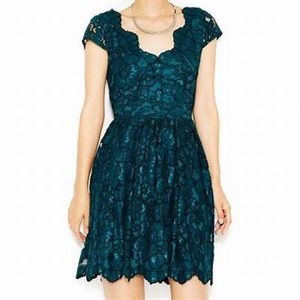 Betsy Johnson dark green lace dress